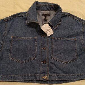 Forever 21 Size XS  Blue Denim Halter Top Trucker Jacket Short Sleeve Top